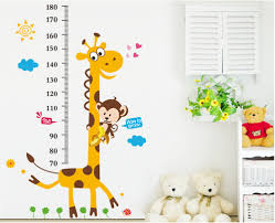 Us 5 58 831 Kids Height Chart Wall Sticker Home Decor Cartoon Giraffe Height Ruler Home Decoration Room Decal Wall Art Sticker Wallpaper In Wall