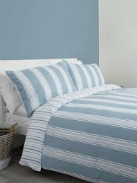 Ikea blue classic ticking stripe cottage duvet quilt cover. Ticking Stripe Printed Reversible Duvet Set Blue Ponden Home