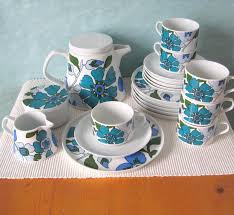 Kaffeeservice Melitta Oslo Lilo Kanter Blumen Flower Power 70er Jahre Seventies Vintage Vtg Aquafarben 6 Personen Komplett Retro Sugar Bowl Set Flower Power Bowl Set