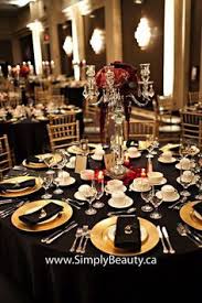 Black And Gold Table Decorations Black And White Gold And Red Wedding Google Search Gold Wedding Decorations Gold Wedding Reception Gold Table Decorations