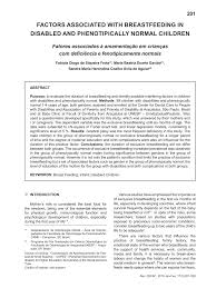 Eu quando encontrar # ela mas em tempo: Pdf Fatores Associados A Amamentacao Em Criancas Com Deficiencia E Fenotipicamente Normais