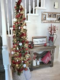 My Entryway Is Ready For The Holidays Indoor Christmas Decorations Skinny Christmas Tree Indoor Christmas