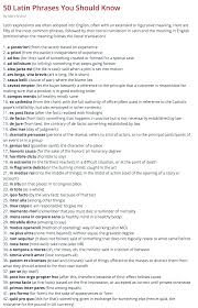 50 Latin Phrases You Should Know Latin Phrases Latin Quotes Words