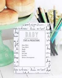 During the shower, give each guest a list and a pen. Free Printable Baby Predictions Cards Baby Shower Game