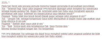 Interpretasi teks ulasan film/drama adalah kegiatan dengan memberi apresiasi atau pemaknaan terhadap sebuah karya sastra sesuai dengan pikiran atau perasaan yang diperoleh pembaca/penonton terhadap karya tersebut. Contoh Soal Interpretasi Isi Teks Negosiasi Asep Respati