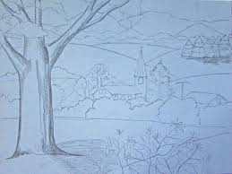 The key to drawing a christmas landscape is in the details. Color Pencil Landscape Drawing Happy Family Art