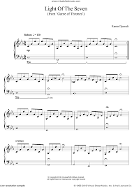 Djawadi Light Of The Seven From Game Of Thrones Intermediate Sheet Music For Piano Solo Piano Sheet Music Sheet Music Piano
