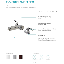 You would need a plumber to run a shower line up from the tub faucet which would require pulling down sheet rock first. Two Handle Non Metallic Adjustable Garden Tub Filler Faucet For Manufactured Modular And Mobile Home Bathroom