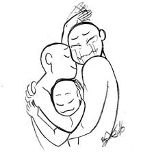 (step 9) draw a letter u shape for each foot. 3 People Hugging Drawing Novocom Top