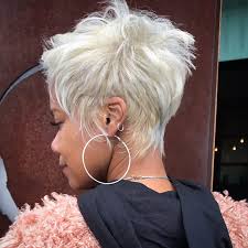 The back and sides of this platinum blonde 'do is clipper cut short and close to the head blending into the top length that is jagged cut making it.hairstyle type. 50 Short Hairstyles For Black Women To Steal Everyone S Attention