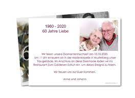 Wunderbare vorlagen für jedes vorhaben (wir wir haben einladungen für unsere diamantene hochzeit bestellt und weil wir damit so zufrieden. Karte Zum Hochzeitsjubilaum Diamantene Hochzeit Planet Cards De