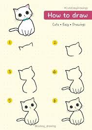 Kucing adalah hewan yang sangat lucu. 10 Cara Menggambar Anak Kucing Posenya Lucu Lucu Di 2021 Gambar Simpel Gambar Kawaii Cara Menggambar