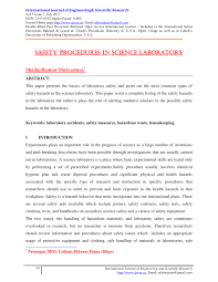 You must be well trained for any chemical reaction or other experiments and must have knowledge about all lab safety rules. Pdf Safety Procedures In Science Laboratory