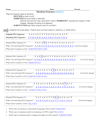 Deletion (a base is lost) insertion (an extra base is inserted) deletion and insertion may cause what's called a sickle cell anemia is the result of a type of mutation in the gene that codes for part of the red blood cell. Mutations Worksheet Deletion Insertion And Substitution Answers Promotiontablecovers