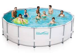 Frame Pool Filter Pump System Round Summer Waves Pool In Ground Pools