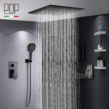 Large rain shower heads are great if you have the space, but some smaller heads pack quite the punch. Pop Bathroom Luxury Rain Mixer Shower Combo Set Ceiling Mounted Matte Black Rainfall Shower Head System Bath Shower Faucet Shower Faucets System Bathshower Head Systems Aliexpress
