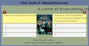 Easy harry potter trivia questions. Trivia Quiz A Little Of Everything Harry Potter