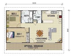 2 Bedroom Guest House Floor Plans Granny Flat Plans Flat Plan Guest House Plans