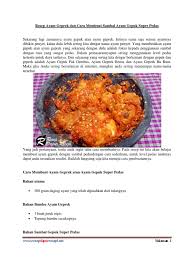 Dengan bahan sederhana, kamu bisa meracik sambal matah sendiri di rumah. Resep Ayam Geprek Dan Cara Membuat Sambal Ayam Gepuk Super Pedas Pdf