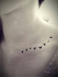 Maybe you would like to learn more about one of these? Birds In Flight Collarbone Tattoo Tasteful Tattoos Silhouette Tattoos Small Bird Tattoos