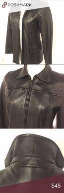 Vintage Express Black Leather Zip Jacket Sz L Euc Jackets Zip Jackets Genuine Leather Jackets