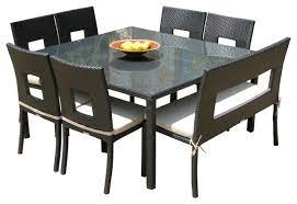 Dining room table & chair sets for sale. Outdoor Wicker Resin 8 Piece Square Dining Table Chairs And Bench Set Tropical Outdoor Dining Sets By Mangohome Nic 8pc Houzz