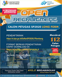 17 rt 01/04 sukoharjo, 57513. Lowongan Kerja Calon Petugags Sp 2020 Long Form Bps Kabupaten Rembang Lowongan Rembang