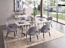 The artificial marble table top has a unique glossy appearance, which is most suitable for any dining space, kitchen area, etc. Natural White Marble Top And Chrome Legs Dining Table Detroit Michigan Esf 131 Silver Marble Dining