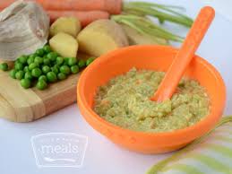 In a medium saucepan, bring the cubed chicken, broth, and parsley to a boil over medium heat. Chicken And Veggies Ii 8 Months Chicken Baby Food Baby Food Dinner Baby Food Recipes