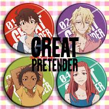 Great pretender (stylized as great pretender) is an original japanese crime comedy anime television series produced by wit studio, directed by hiro kaburagi and written by ryōta kosawa. Brdwn Great Pretender Makoto Edamura Makoto Edamura Abigail Jones Cynthia Moore Cosplay Badge Aliexpress