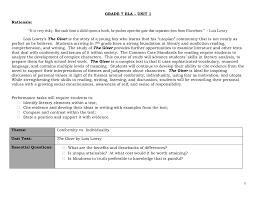 Grade 7 Ela Unit 1 The Giver