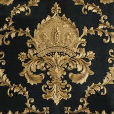 Black And Gold Baroque Wallpaper Related Image Damask Wallpaper Gold Damask Wallpaper Embossed Wallpaper