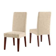 With our dining chair cover, the stain will be blocked outside the chair cover. Sure Fit Stretch Jacquard Damask Shorty Dining Room Chair Slipcover Oyster Sf40120 Amazon In Home Kitchen
