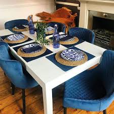 Barker And Stonehouse On Instagram Create A Stunning Dining Space With Bold Blue Hues Just Like Lifeonparkvi Barker And Stonehouse Dining Chairs Stonehouse