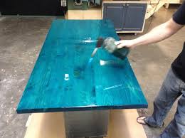 Pine Table Top Stained With Saman Water Based Turquoise Stain Staining Wood Stain Projects Pine Table