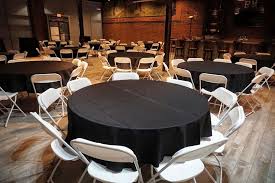 Free shipping on orders over $25 shipped by amazon. Black Round Table Cloths And White Plastic Foldout Chairs On 6 17 17 Black Round Table Black Tablecloth White Chairs Black Tablecloth