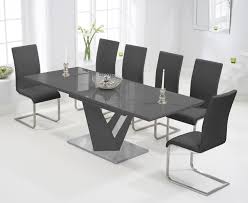 $2,639.99 ($880.00 per item) free shipping. Harmony 160cm Extending Dark Grey High Gloss Dining Table With Malaga Chairs