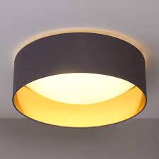 textil deckenleuchte coleen in grau innen gold lampenschirm aus stoff beleuchtung decke led deckenlampen