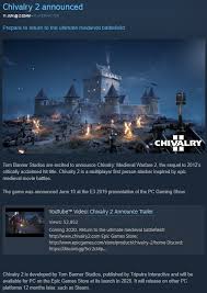 If you follow our development you'll come to a better understanding of what all the below means, but in a quick list… Egs Exclusive Chivalry 2 Being Advertised On Steam Fuckepic