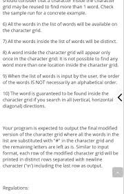 So when we look a word up2 we should know where and how to find the information we need. Solved Find Words In A Character Grid Your Task Is To Fin Chegg Com