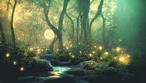光に導かれた夜の森の無料AI画像素材 - ID.82748｜ぱくたそ