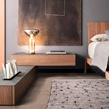 Contemporary Bedside Table Spazio Pianca Lacquered Wood Glass Stone