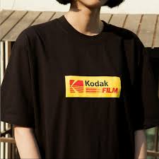 Kodak Film Tee Black Vintage T Shirt Photography Urban Clothing Yellow Front Box Logo Kodak Film Urban Outfits Retro Tee