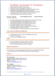 Our personal assistant resume sample and writing tips will help you meet your new boss's expectations! Facilities Assistant Cv Template Tips And Download Cv Plaza
