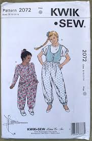 Vintage 1990's Kwik Sew Pattern 2072, Girls' Jumpsuit, UNCUT, Size  8-10-12-14