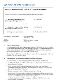 Vertragsergänzungen bedürfen für ihre wirksamkeit der schriftform und der unterzeichnung durch. Sla Fur It Facility Management Muster Zum Download