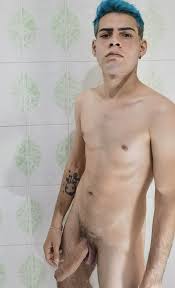 Blue hair and a sexy cock - Nude Latino Boys