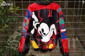 90 S Vintage Disney Mickey Mouse Leather Bomber Jacket Size Medium Large Chris Brown Worn Wardrobe Piece Starwear Status