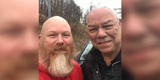 Colin Powell gets roadside assistance from war amputee