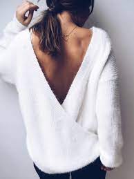 Check spelling or type a new query. Pull En Maille Irreguliere Croise Dos Nu Manches Longues Decontracte Femme Blanche Pull Over Chandails Hauts